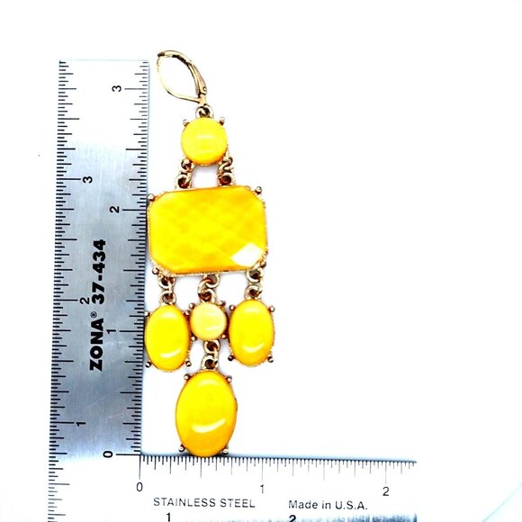 Mustard Color Statement Earrings - Picture 4 of 5